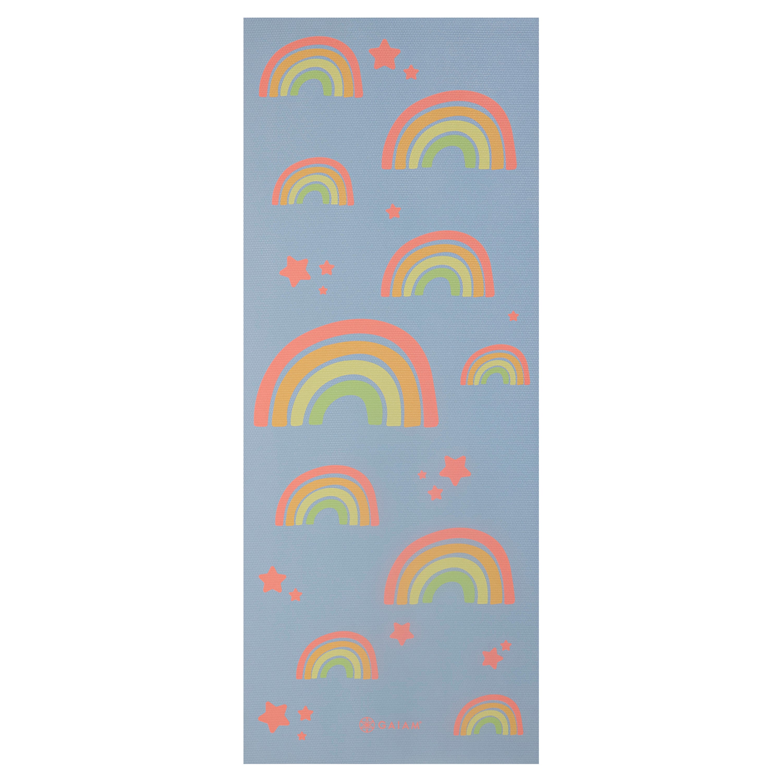 Gaiam Kids Rainbow Stars Yoga Mat flat